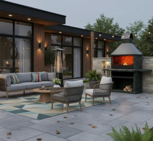 Дачная кухня на открытом воздухе: печь барбекю и зона отдыха