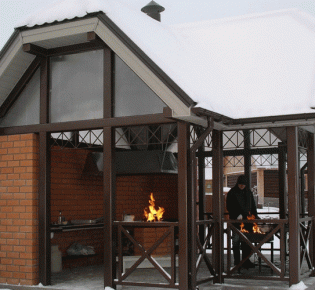 Беседка с мангалом из кирпича своими руками