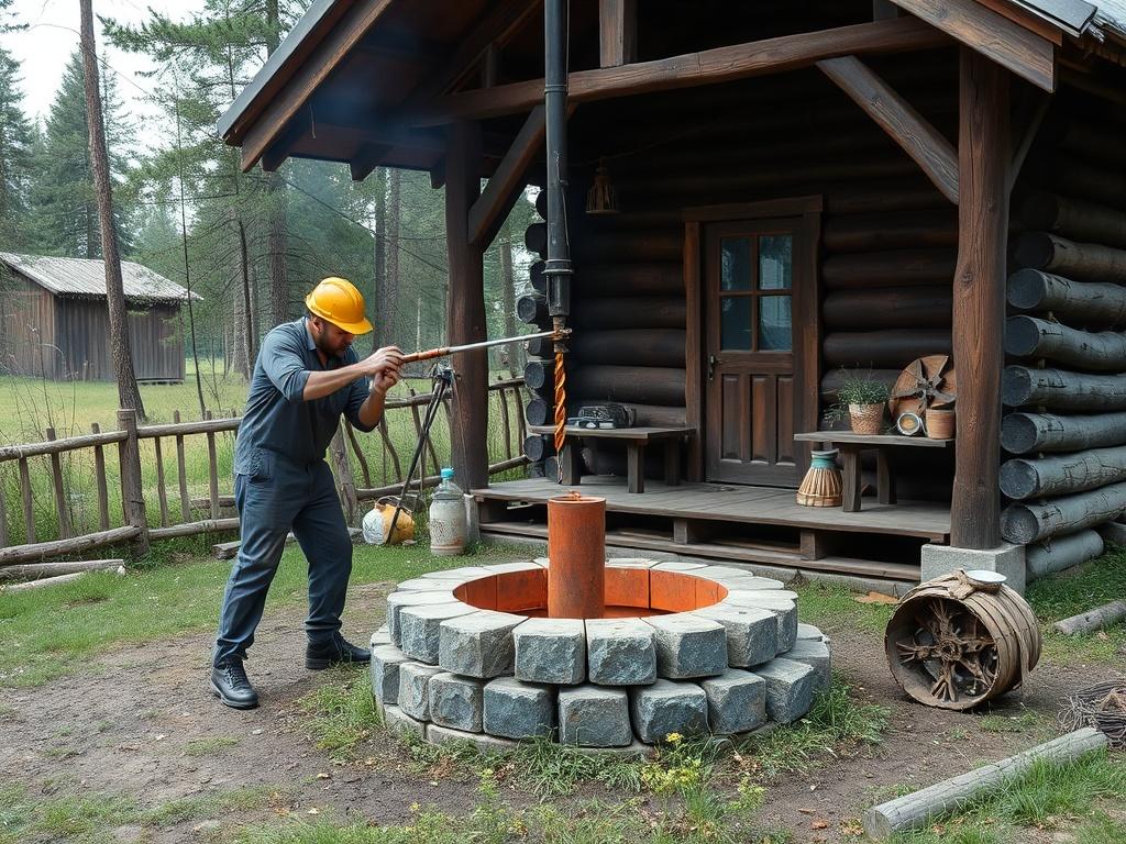 Drilling a well at the dachaфото